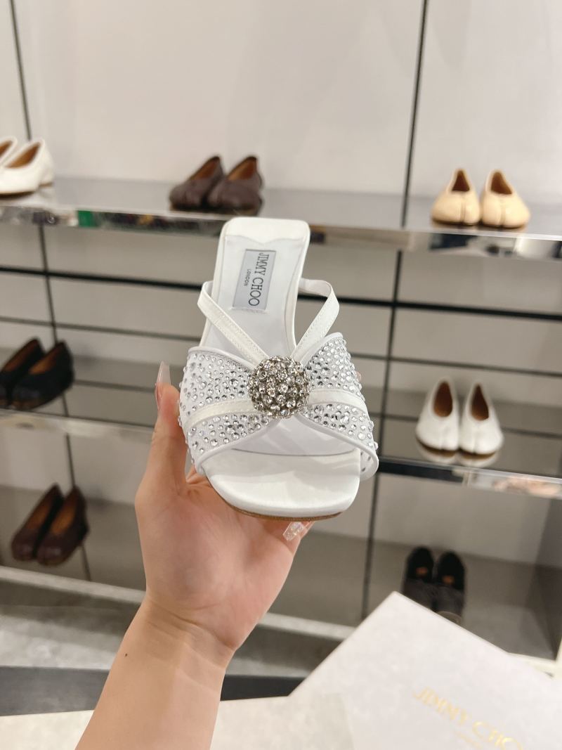 Мюли Jimmy Choo белые со стразами