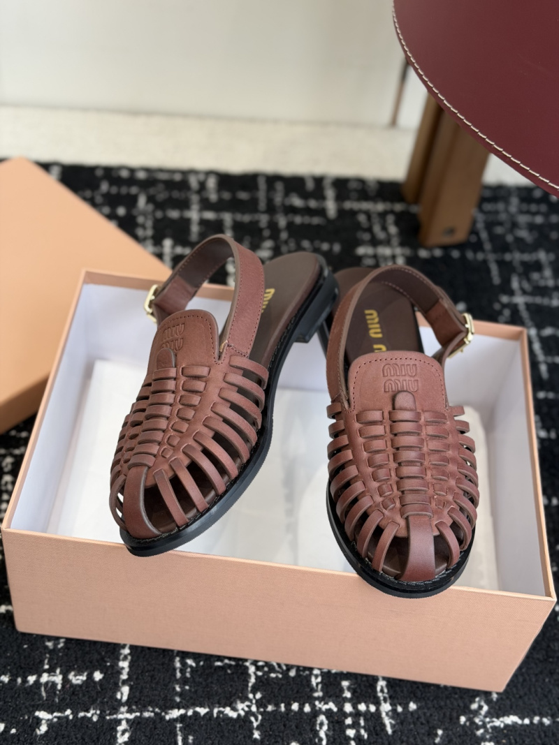 Босоножки Miu Miu плетеные коричневые