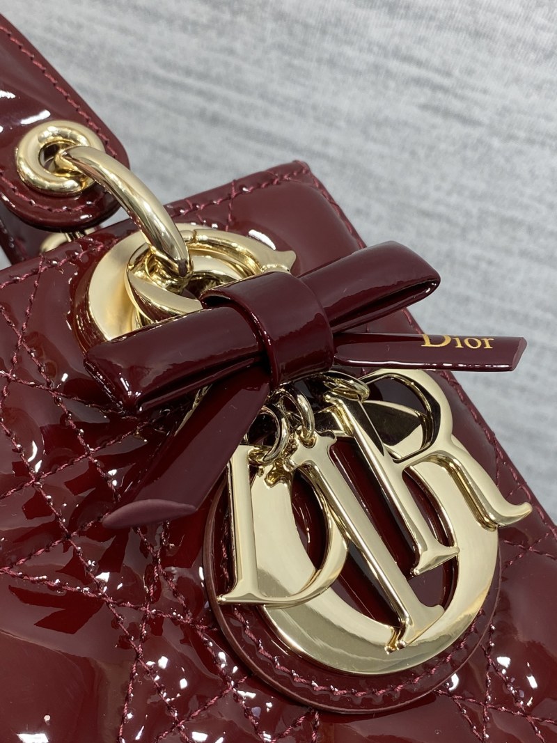 Сумка Dior Lady Dior бордовая лаковая