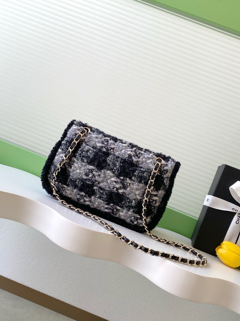 Женская сумка из твида, черно-белая Chanel