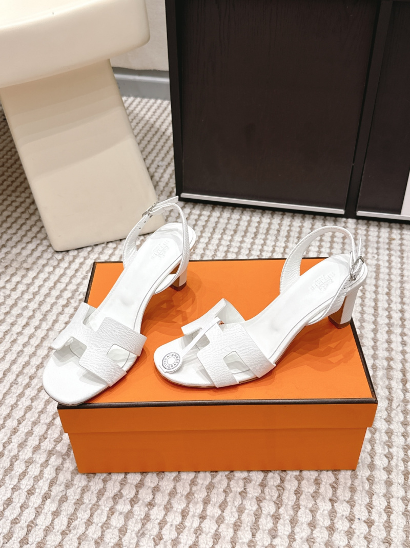 Женские босоножки Hermes Eclair белые с H-ремнем Hermès