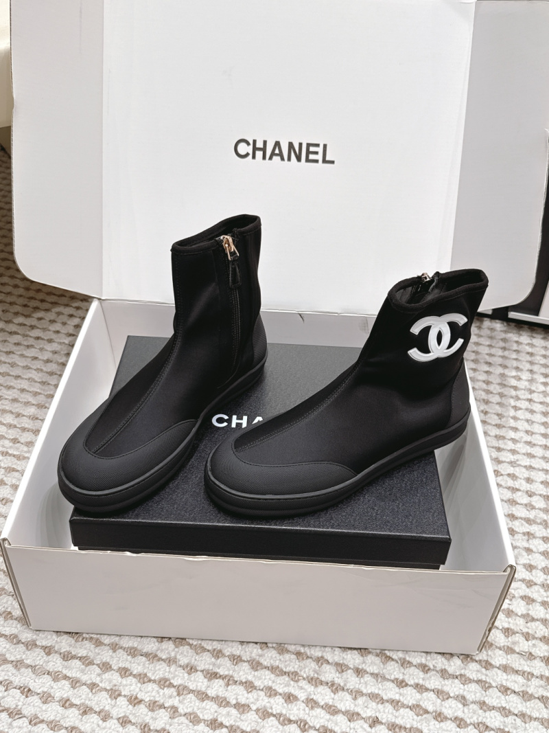 Женские эластичные ботильоны с молнией, круглый носок Chanel