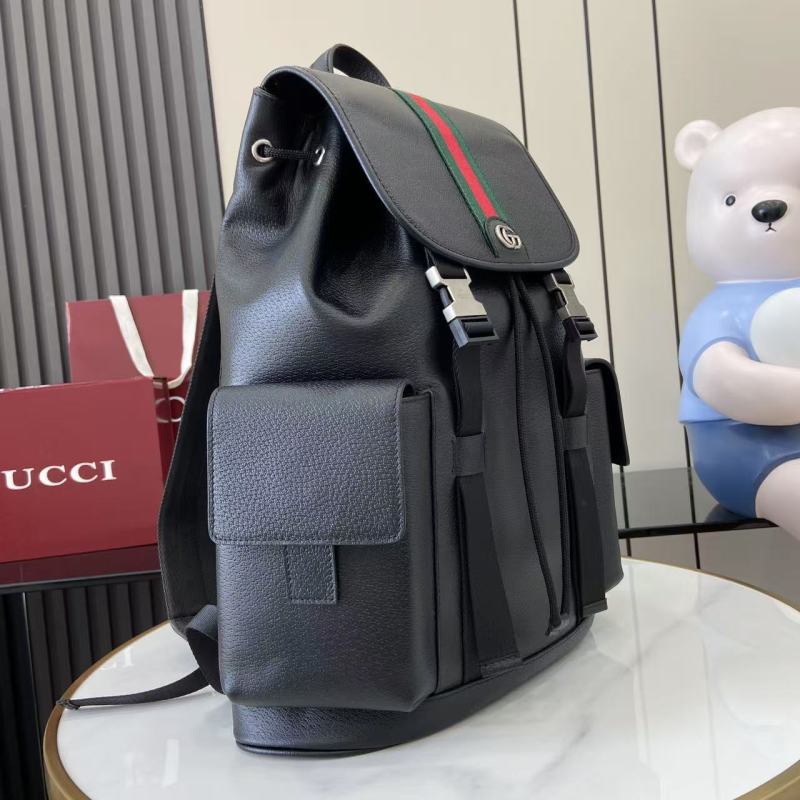 Рюкзак Gucci черный с красно-зеленой полосой