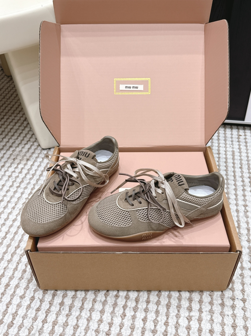 Мю Мю женские кроссовки сетка кожа Miu Miu