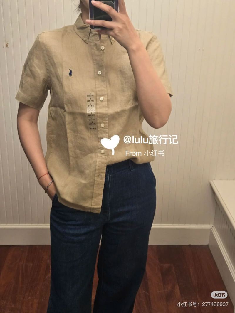Рубашка льняная классическая с короткими рукавами и вышивкой Ralph Lauren