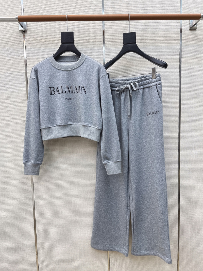 Комплект Balmain серый: худи и штаны