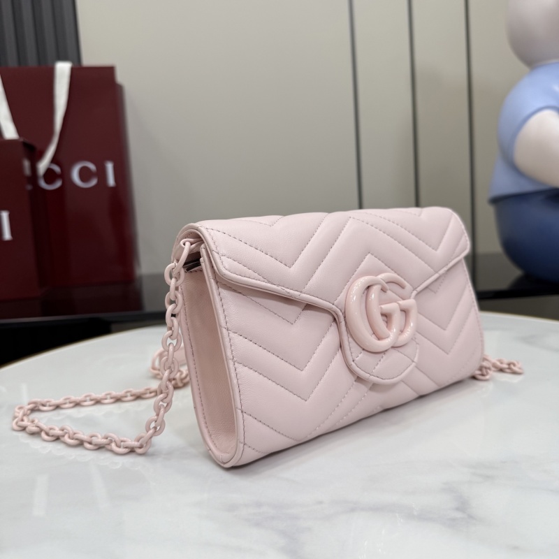 Женская сумка Gucci розовая с цепочкой