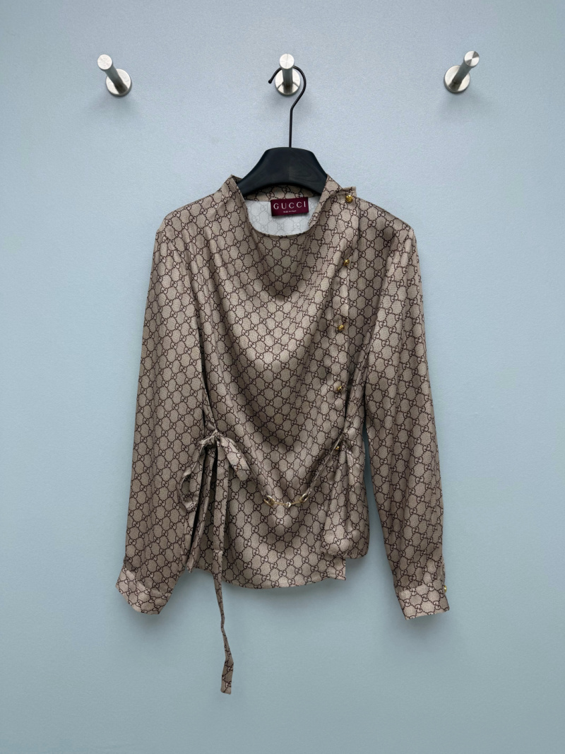 Драпированная рубашка Gucci с GG-моделью