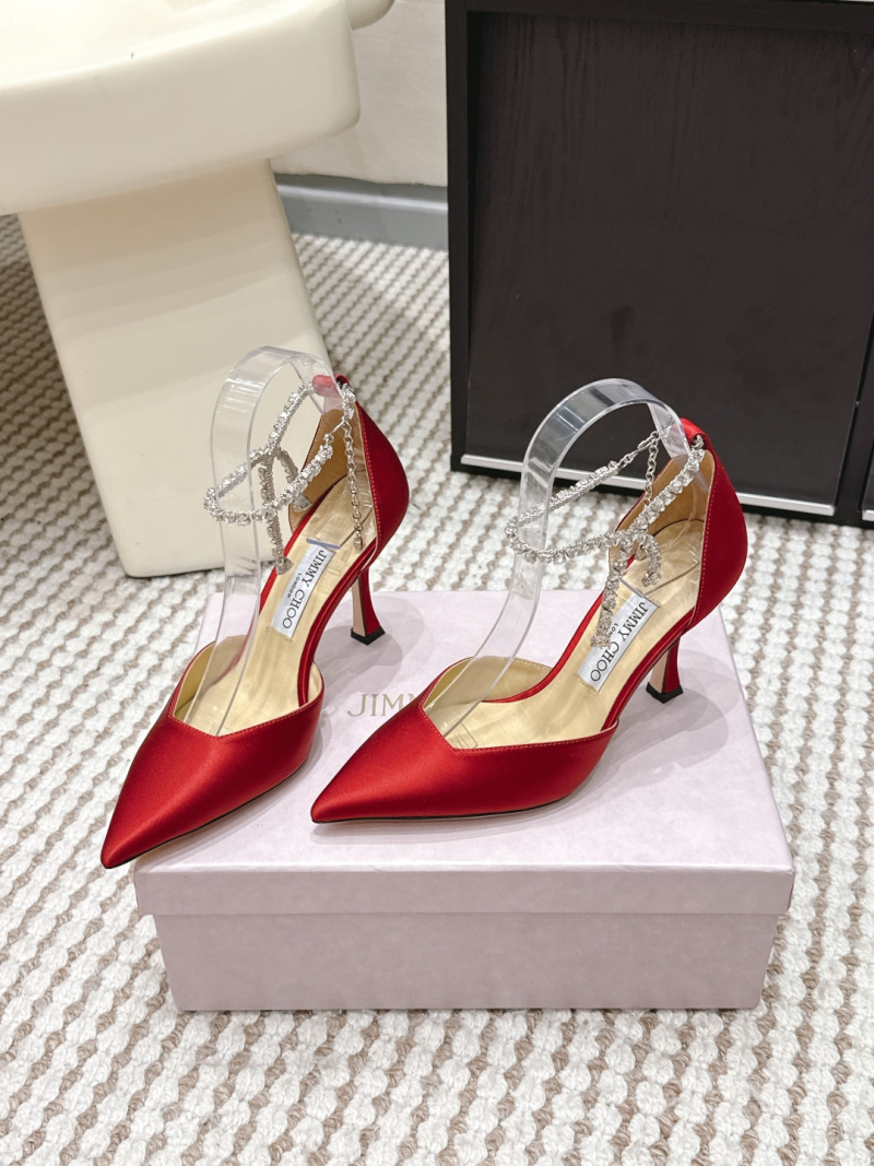 Женские туфли с ремешком на лодыжке и декором, красный Jimmy Choo