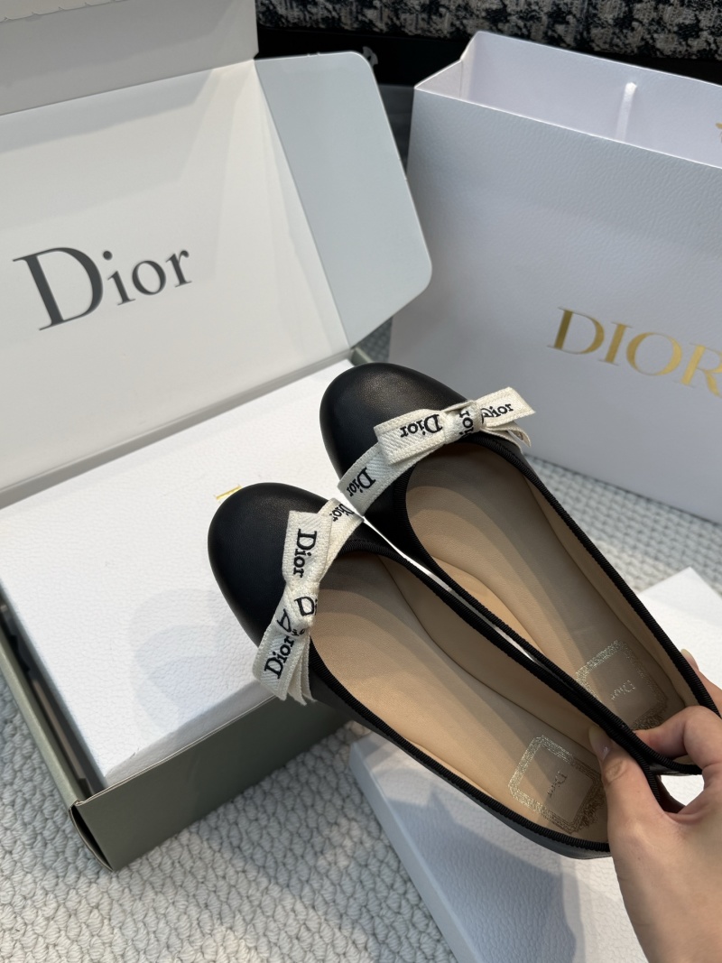 Балетки женские Dior J'Adior черные с вышитой лентой