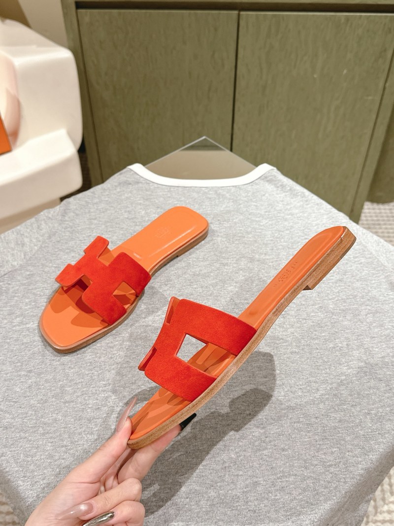 Женские шлёпанцы оранжевые Hermès