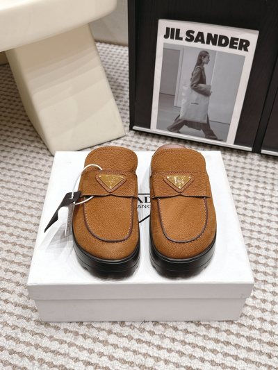 Женские сабо на толстой подошве из кожи, коричневые