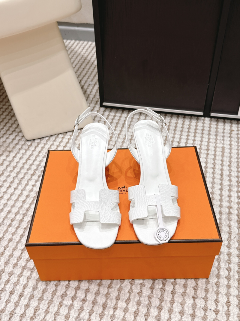 Женские босоножки Hermes Eclair белые с H-ремнем Hermès