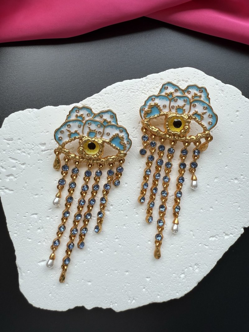 Серьги с глазом и кисточками Schiaparelli