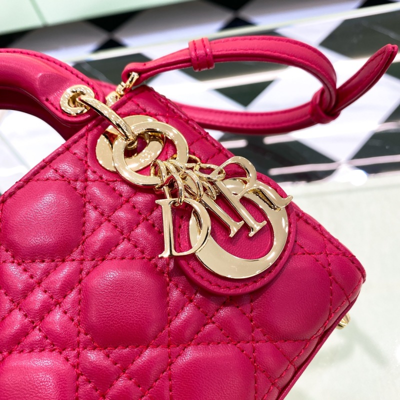 Мини-сумка Lady Dior розового цвета