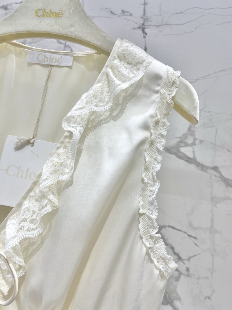 Женская ацетатная блуза с кружевом Chloé