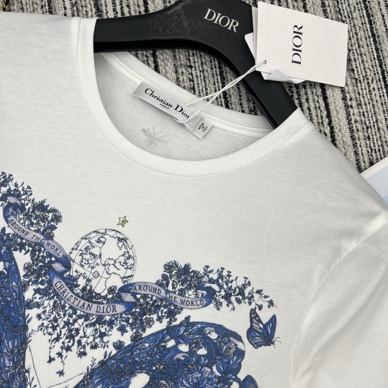 Женская футболка Dior с принтом бабочки и цветов