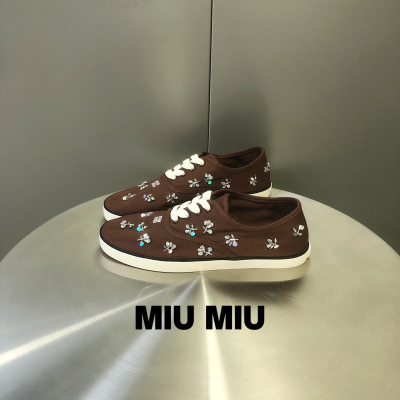 Кеды Miu Miu со стразами Коричневые