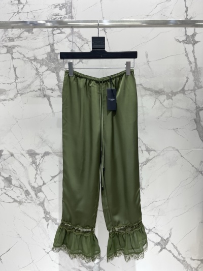 Брюки Saint Laurent с кружевной отделкой