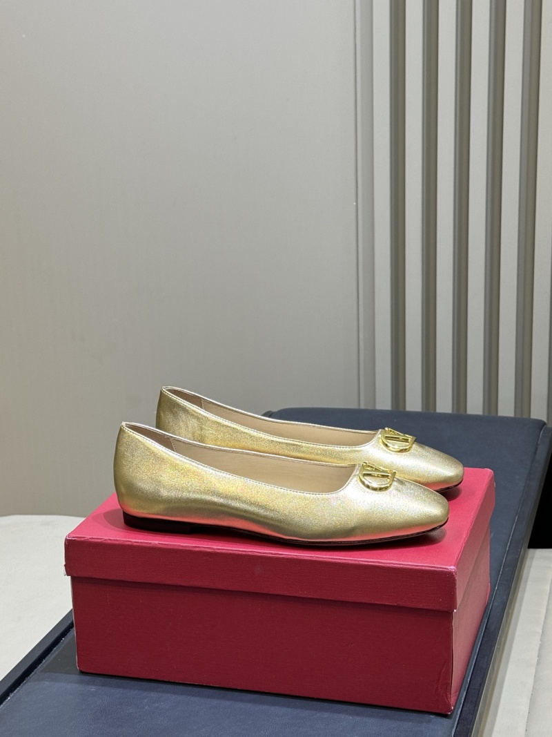 Золотые женские балетки Valentino VLOGO Signature Valentino Garavani
