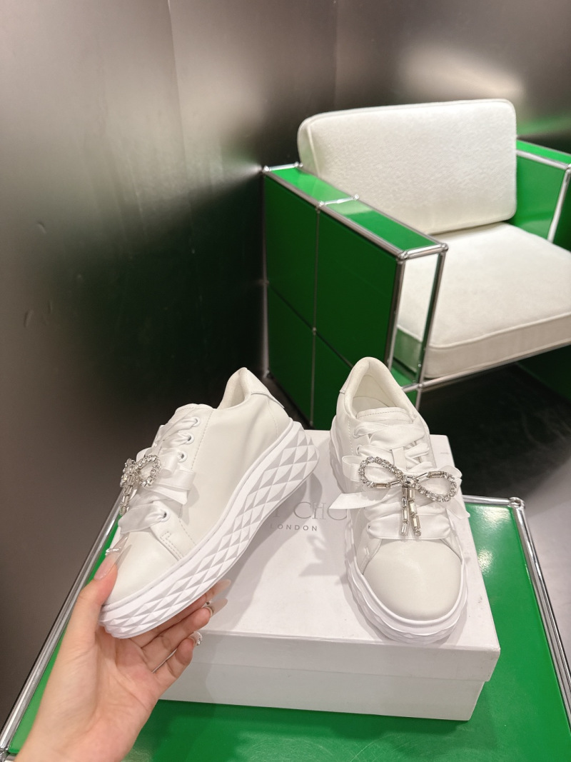 Белые женские кроссовки с декоративным бантом Jimmy Choo