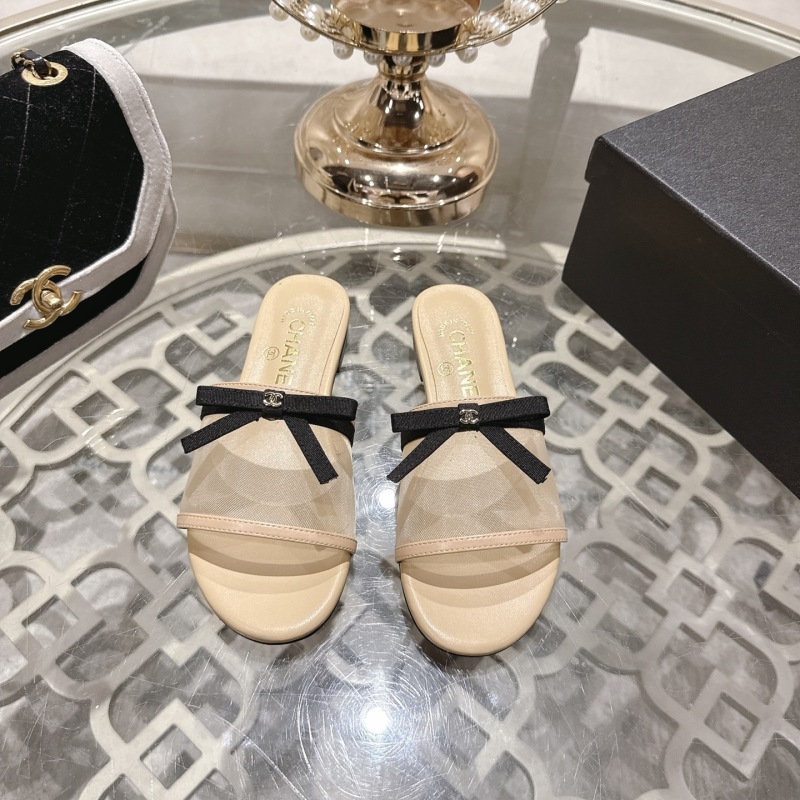 Женские сабо с сетчатым верхом и бантом Chanel