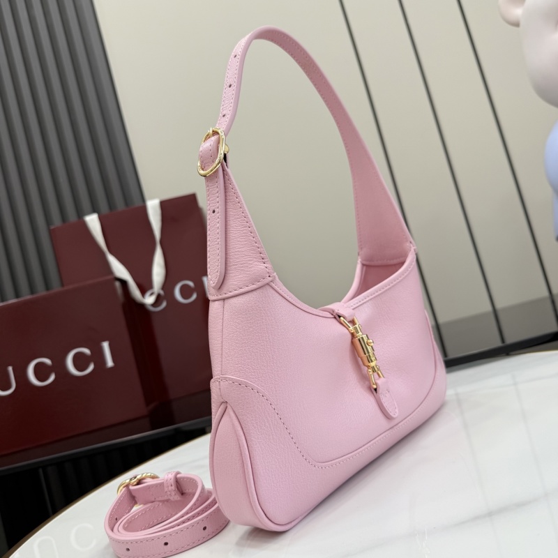 Женская сумка-хобо из кожи розового цвета Gucci