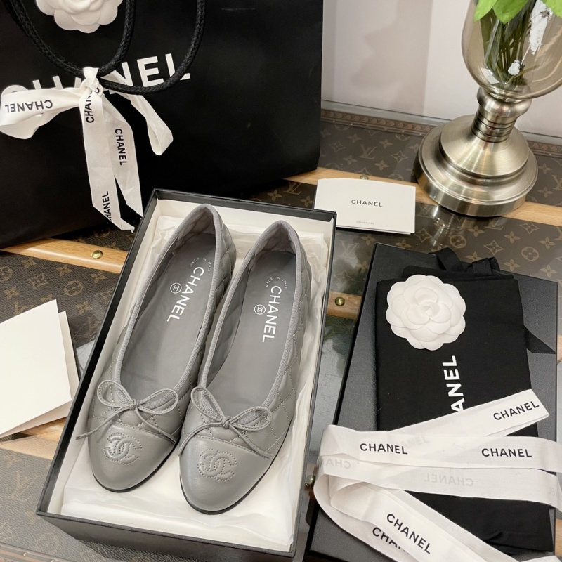 Балетки женские классические серые Chanel