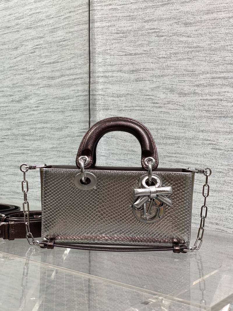 Сумка Dior Lady Dior серебристо-коричневая