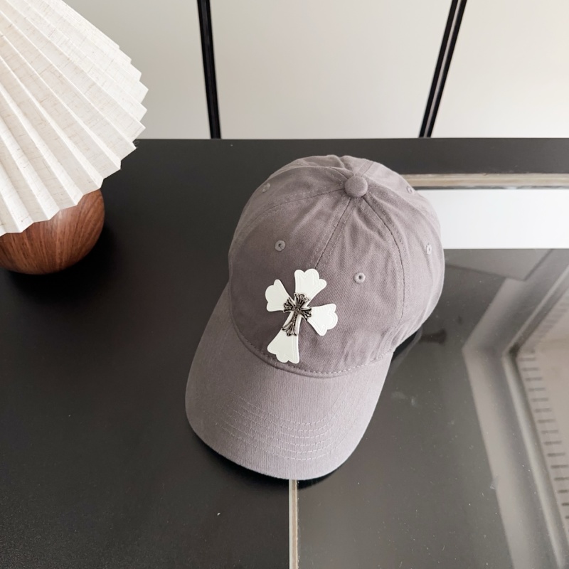 Бейсболка серая с белым крестом Chrome Hearts