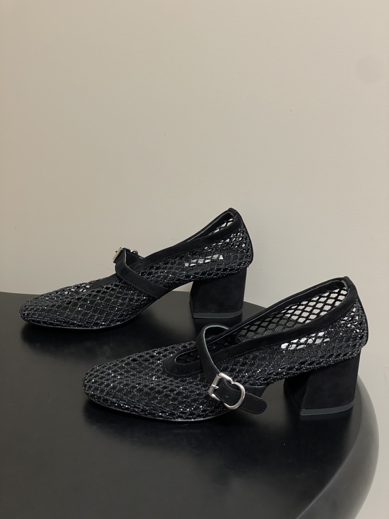 Женские балетки Alaia с кристаллами и каблуком черного цвета Alaïa