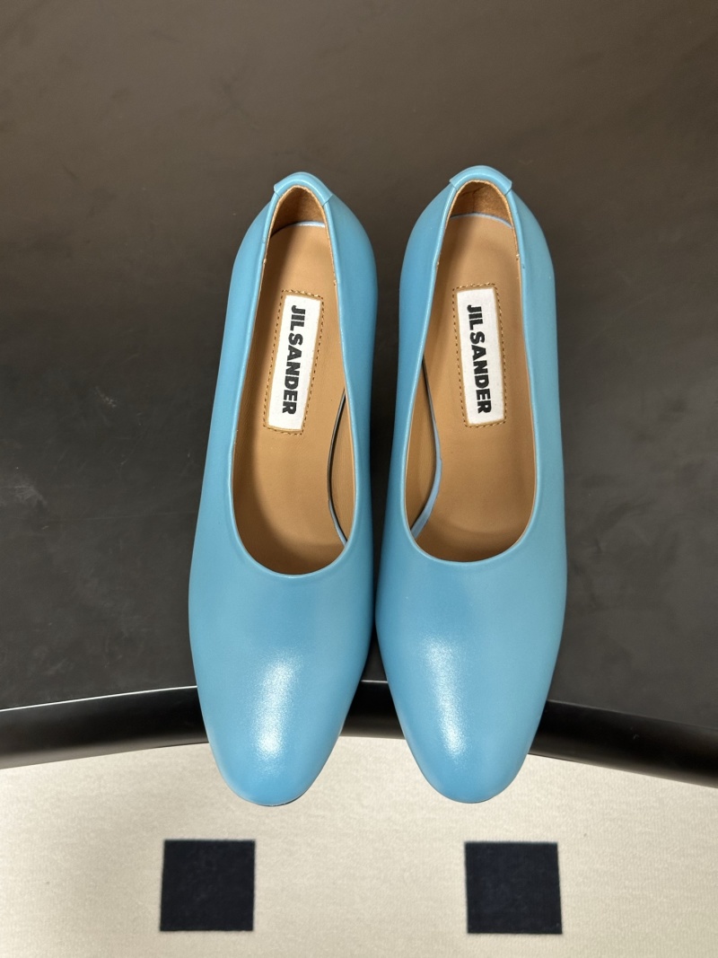 Женские туфли Jil Sander голубые, каблук 5.5 см