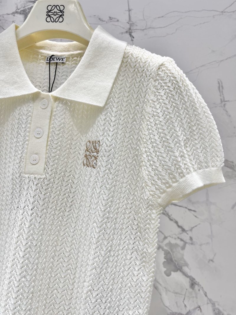 Женская вязаная футболка с воротником Polo от Loewe