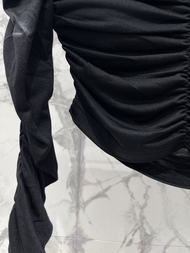 Топ Saint Laurent женский черный с рюшами и драпировкой