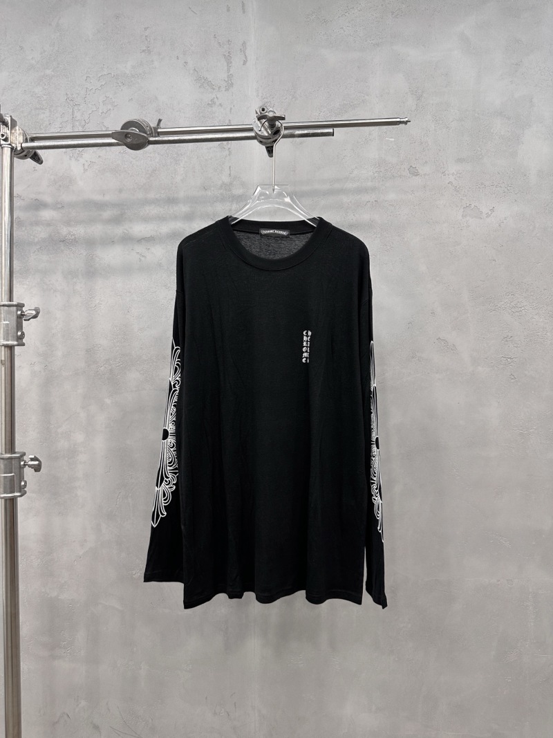 Футболка женская черная с принтом на рукавах Chrome Hearts
