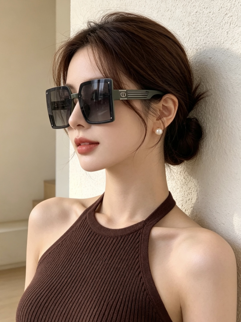 Квадратные солнцезащитные очки с декоративными дужками Dior