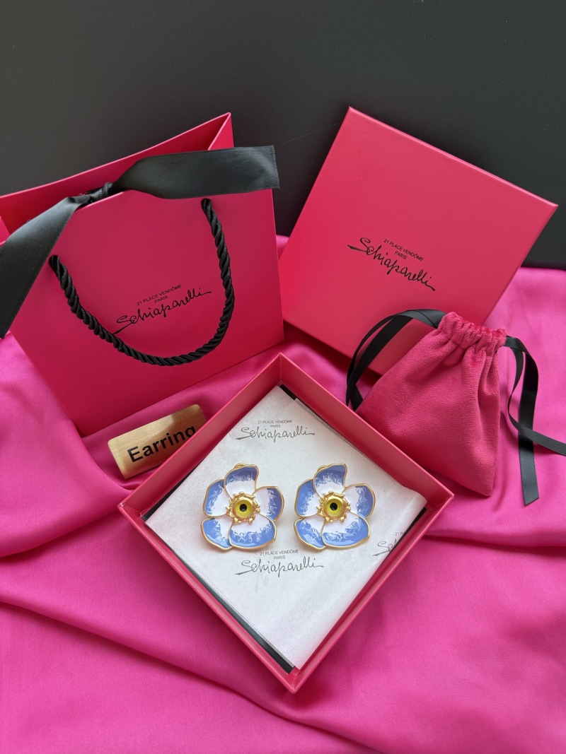 Серьги в виде цветка с эмалью и золотым ободком Schiaparelli