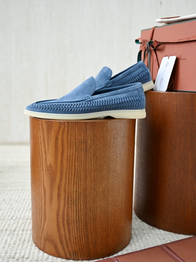 Мужские мокасины синие из замши Loro Piana