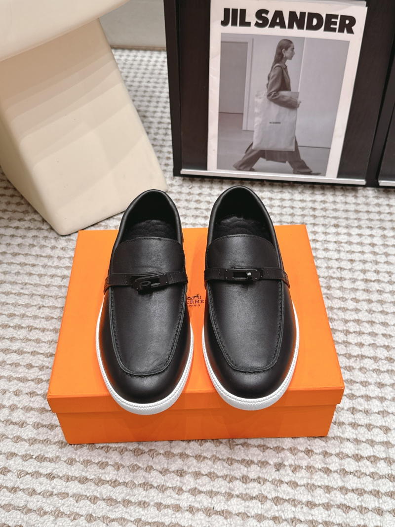 Кожаные мокасины на шнуровке с пряжкой Hermès