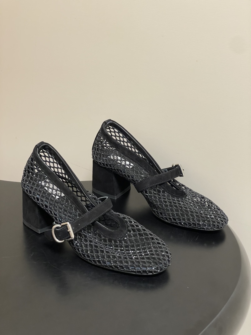 Женские балетки Alaia с кристаллами и каблуком черного цвета Alaïa