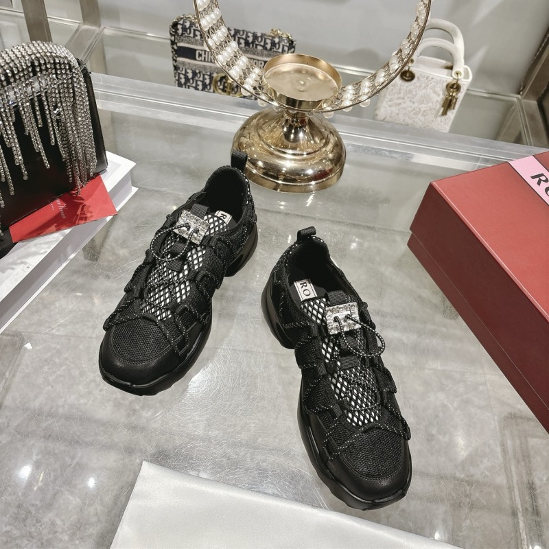 Женские тканевые кроссовки с декоративной отделкой Roger Vivier