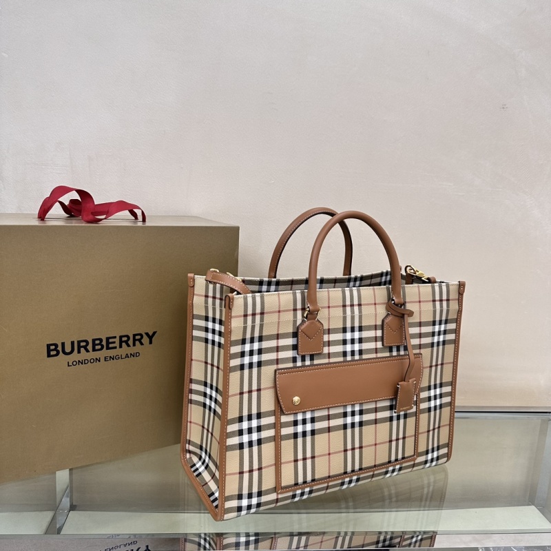 Сумка-тоут с клетчатым принтом и кожаными элементами Burberry