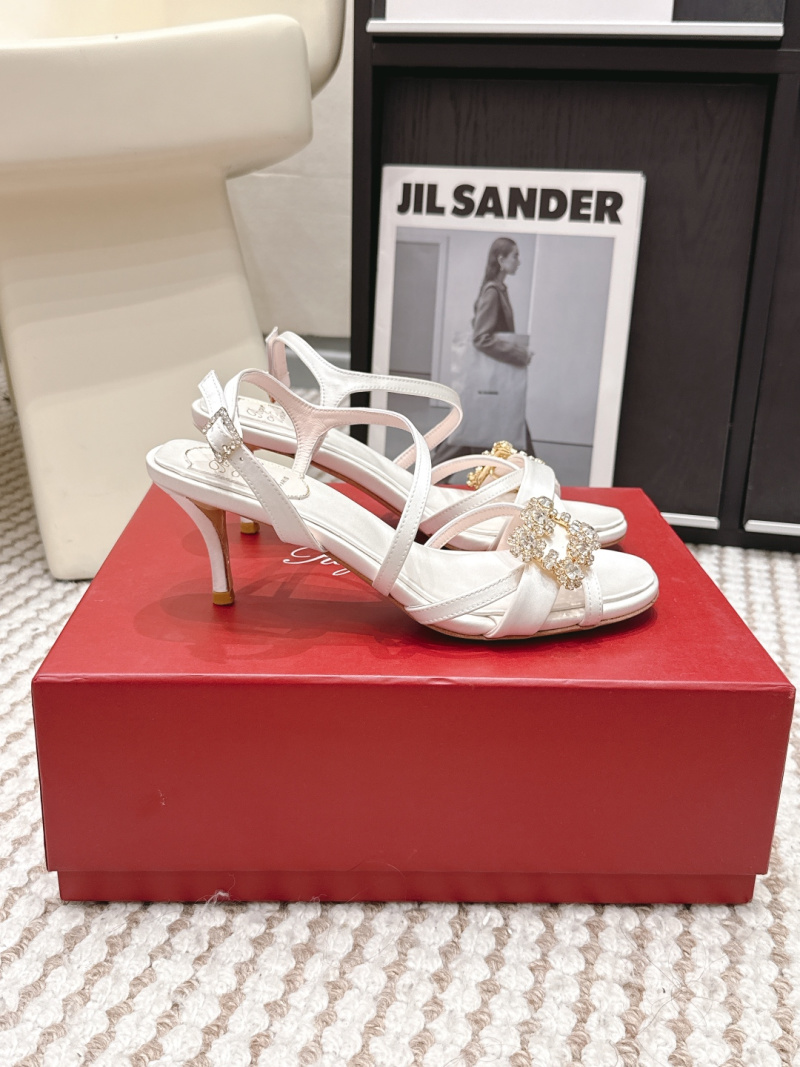 Женские белые сандалии Roger Vivier с декоративным квадратным пряжком