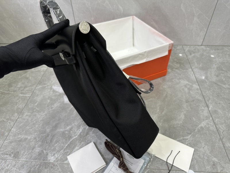 Рюкзак Herbag черный из кожи и ткани Hermès
