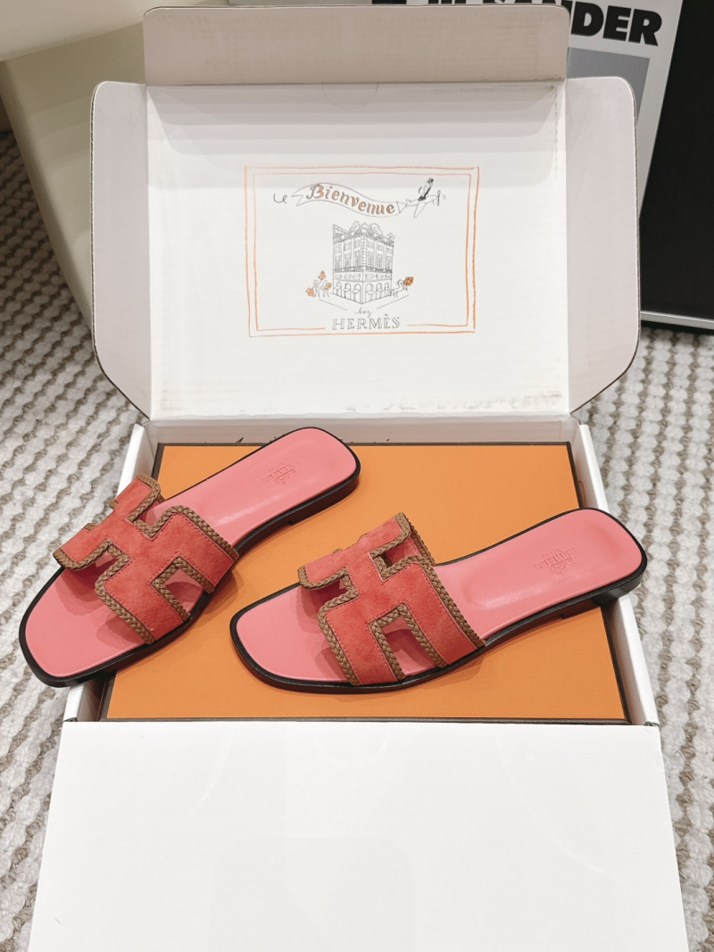 Женские кожаные шлёпанцы H-образной формы Hermès