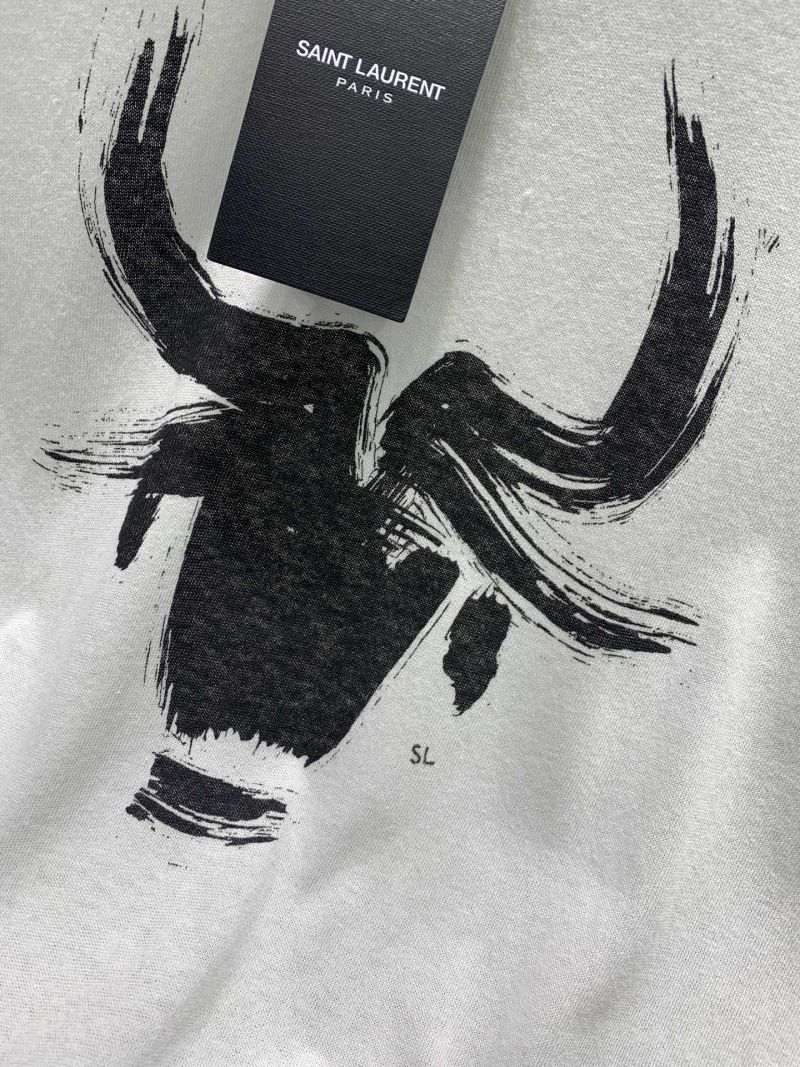 Белая футболка с принтом быка Saint Laurent