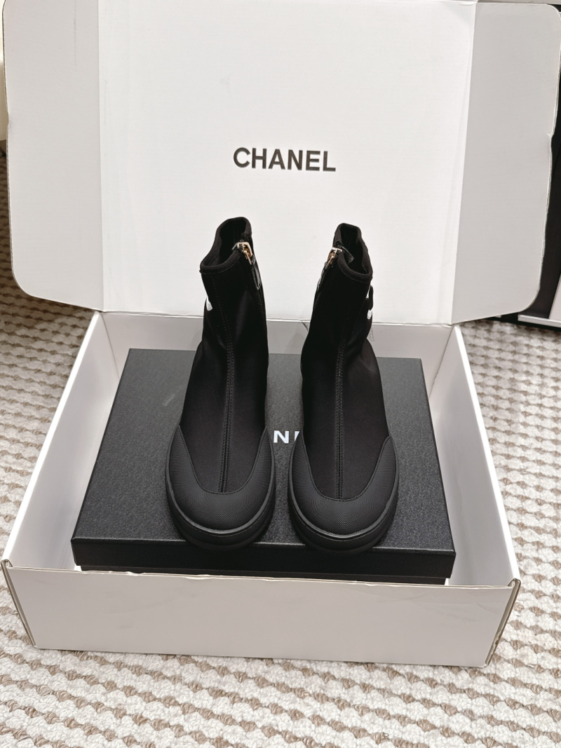 Женские эластичные ботильоны с молнией, круглый носок Chanel