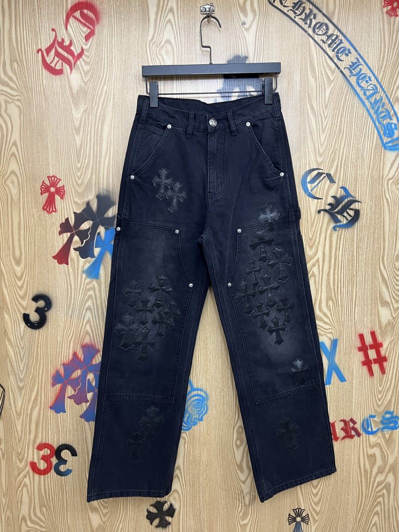 Джинсы Chrome Hearts с тиснёным крестом