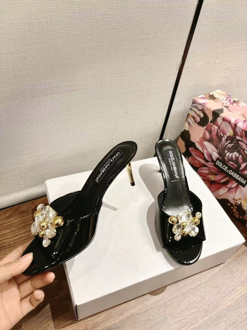 Женские черные сабо с кристаллами Dolce & Gabbana