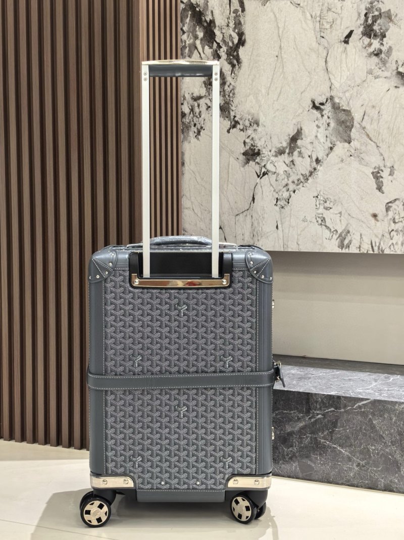 Жесткий чемодан для путешествий серый ручной работы Goyard